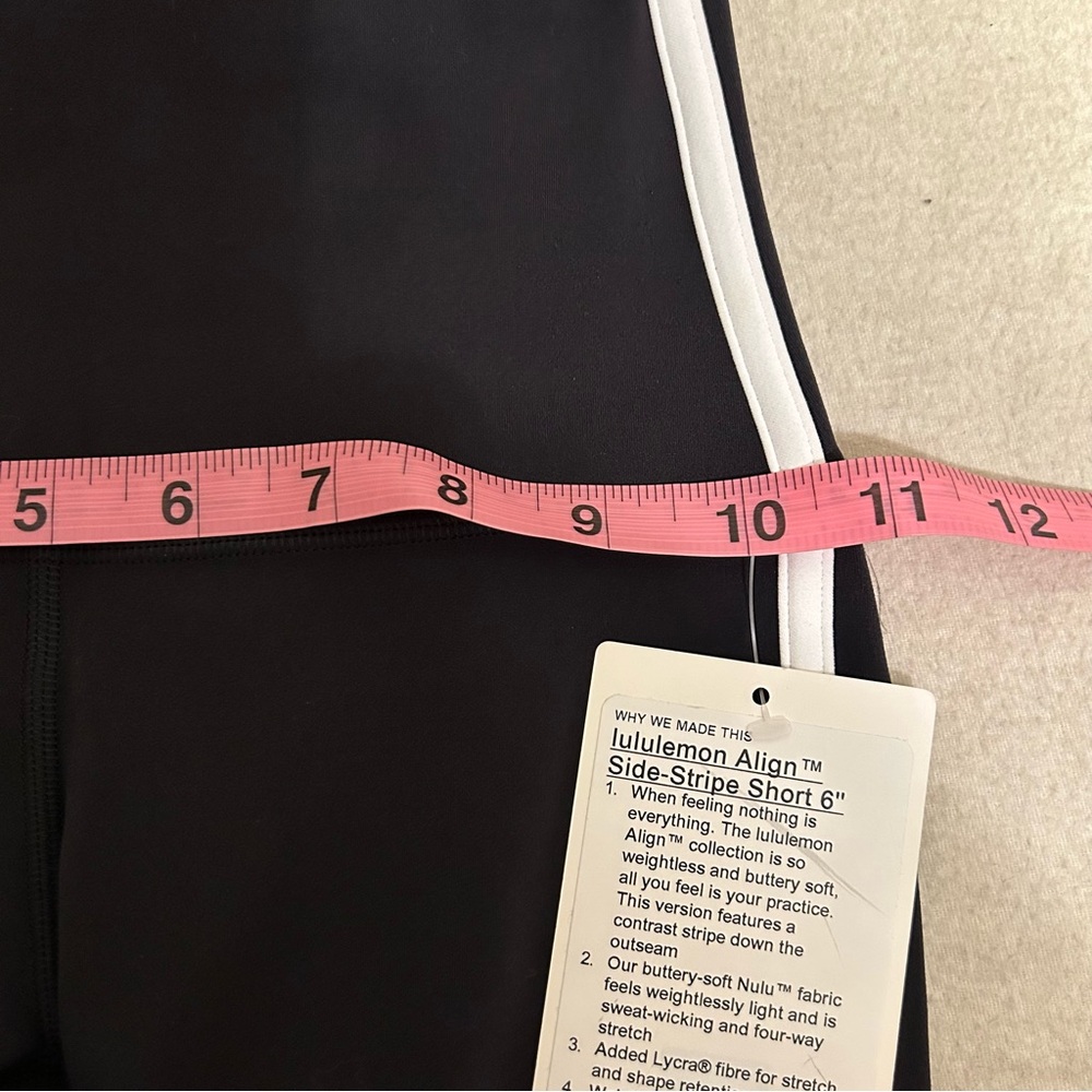 NWT 0 Lululemon Align Hi-Rise Stripe Short 6” inseam Black Activewear Workout - Picture 8 of 10